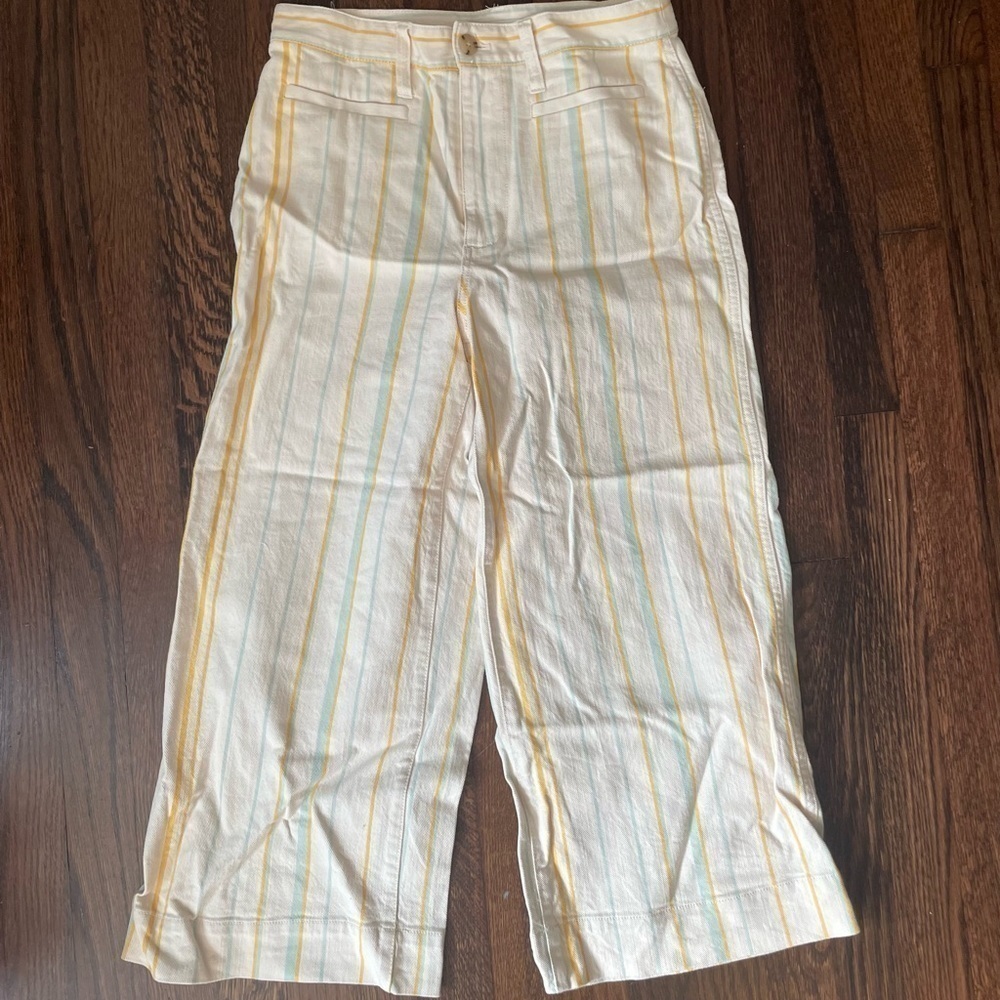Madewell petite Emmett wide leg crop pants in stripe